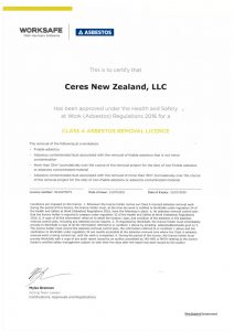 Ceres NZ Asbestos removal license